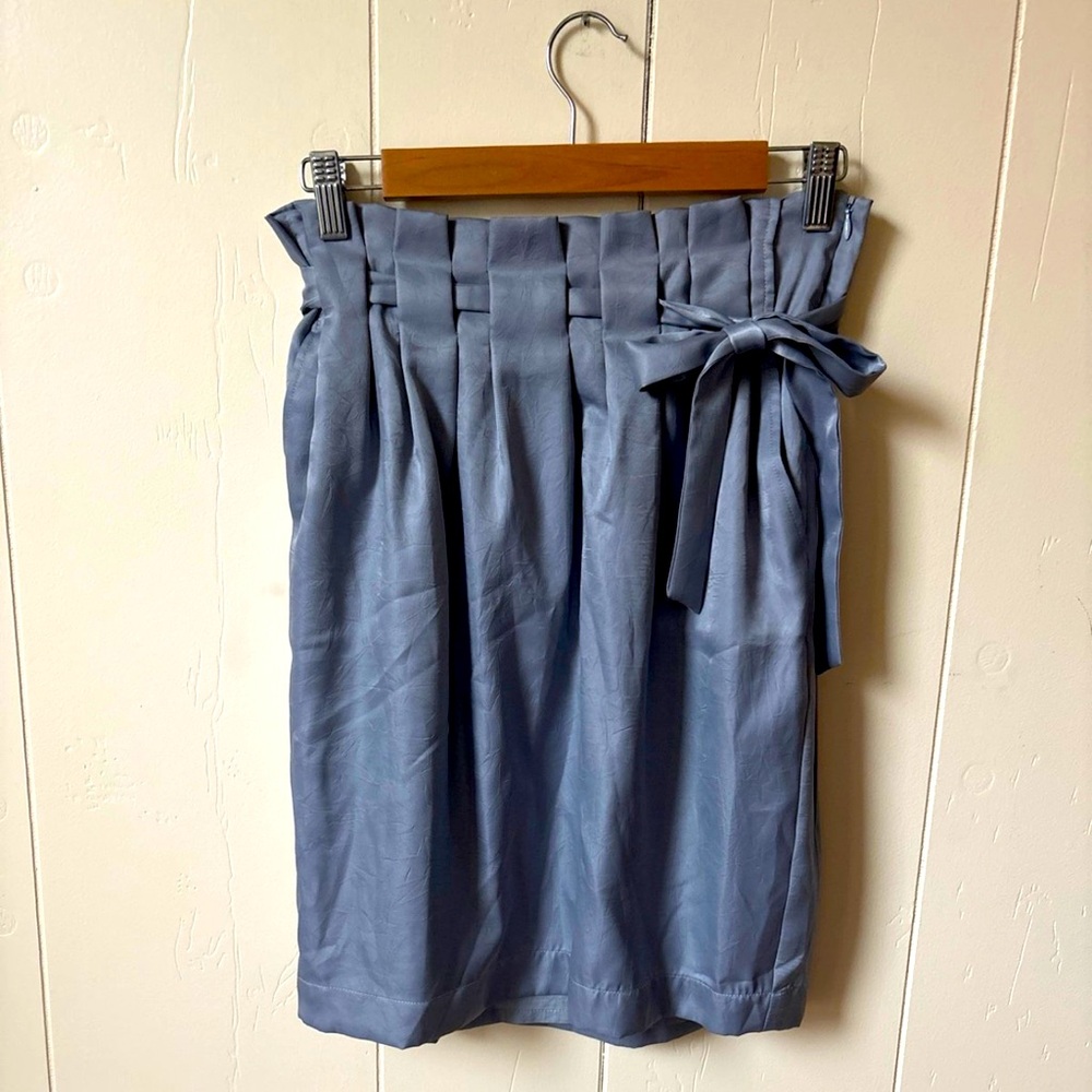 Silky Bubble Skirt in Silver Blue